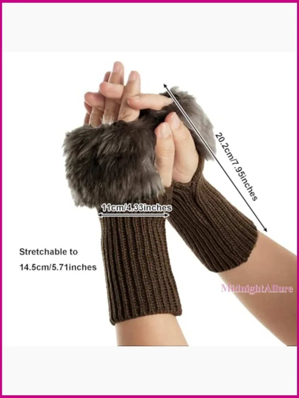 Winter Faux Fur Fingerless Gloves Arm Warmers Women's Acrylic